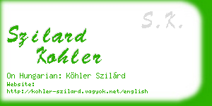 szilard kohler business card